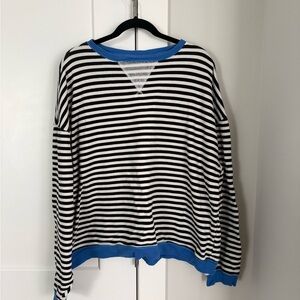 Free People Oversized Stripe Sweatshirt - Black Combo - Size M